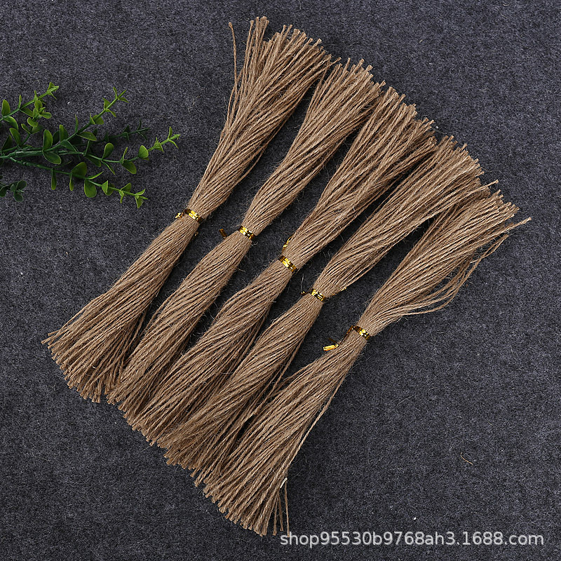 天然手工剪制黄麻绳DIY创意包装绳子25cm外贸吊牌专用细麻绳跨境