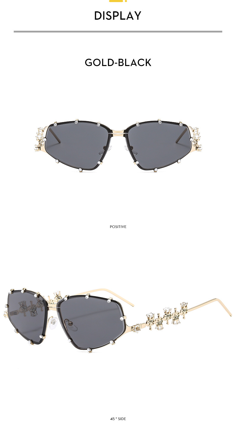 45g Weight Full Frame Glasses Structure Sunglasses, Glasses Classification PC, UV400 Protection Lens Material Special-Shaped Mirror Glasses Style Outdoor, Travel Occasion Solid Color Pattern Unisex Gender Rhinestone Design Streetwear Style Streetwear Solid Color PC UV400 Protection Special-Shaped Mirror Rhinestone Full Frame Women's Sunglasses 13