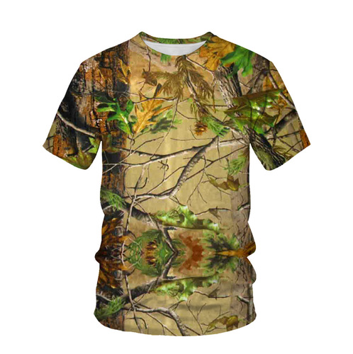 Summer Trend New Style T-shirt Outdoor Jungle Camouflage Short-sleeved Top Mesh Fabric Personality Men and Women Casual Item