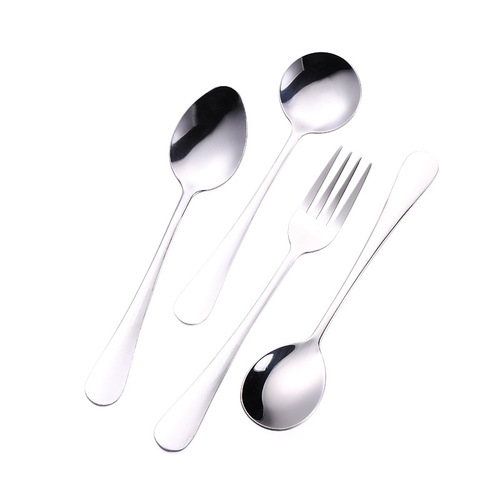 Wholesale light handle fork spoon 1010 round spoon laser logo canteen tableware household spoon stainless steel spoon