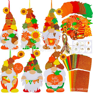 2025 Thanksgiving Dwarf Children's DIY Handmade Crafts Decorative Self-adhesive Sponge Glitter Powder Self-adhesive Sticker