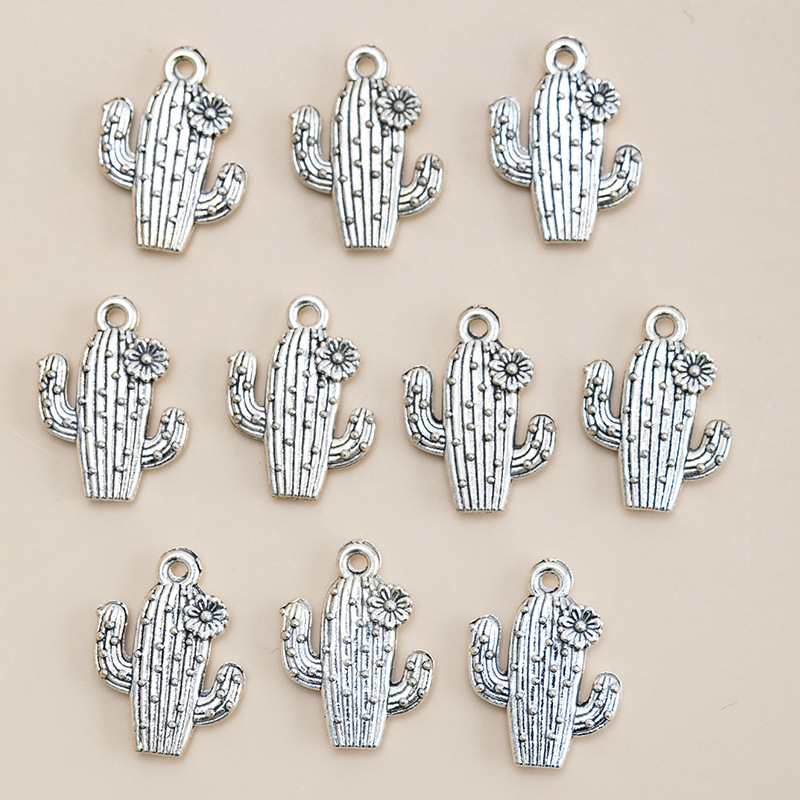 DIY Jewelry Accessories Classification 10 Pieces Alloy Cactus Pendant