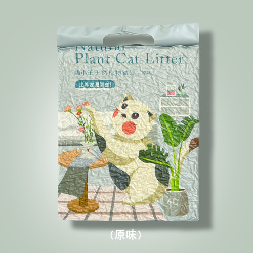 Meow Xiao Wang green tea tofu cat litter 6L natural deodorizing dust-free fast clumping cat litter peach tofu litter