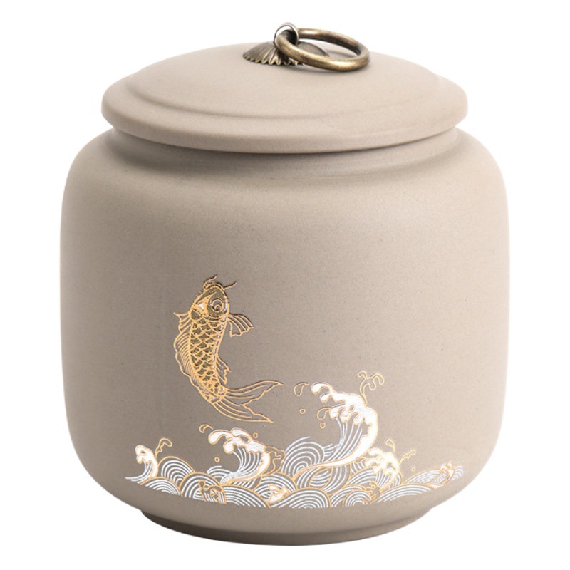 Nueva olla de té de gres cerámica tamaño pequeño té negro pu'er oolong té olla de almacenamiento capacidad de 140g al por mayor