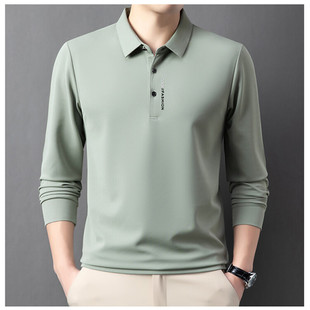 Spring and Autumn 2024 Young and Middle-aged Men's Lel Long-sleeved T-shirt Fashion Casual Solid Color Top Men's One-Piece Hair