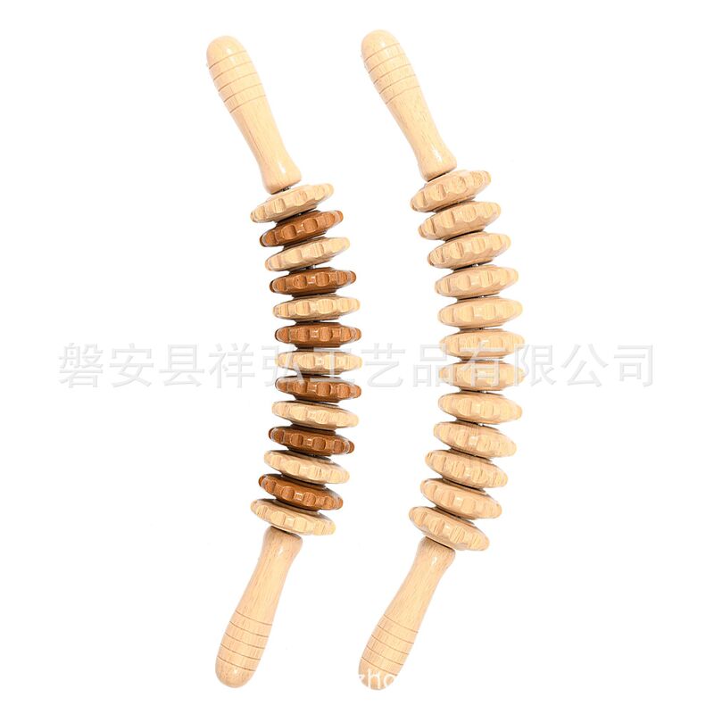 橡木  擀筋棒 筋络疏通  亚马孙跨境 木质肌肉放松狼牙棒按摩器滚|undefined