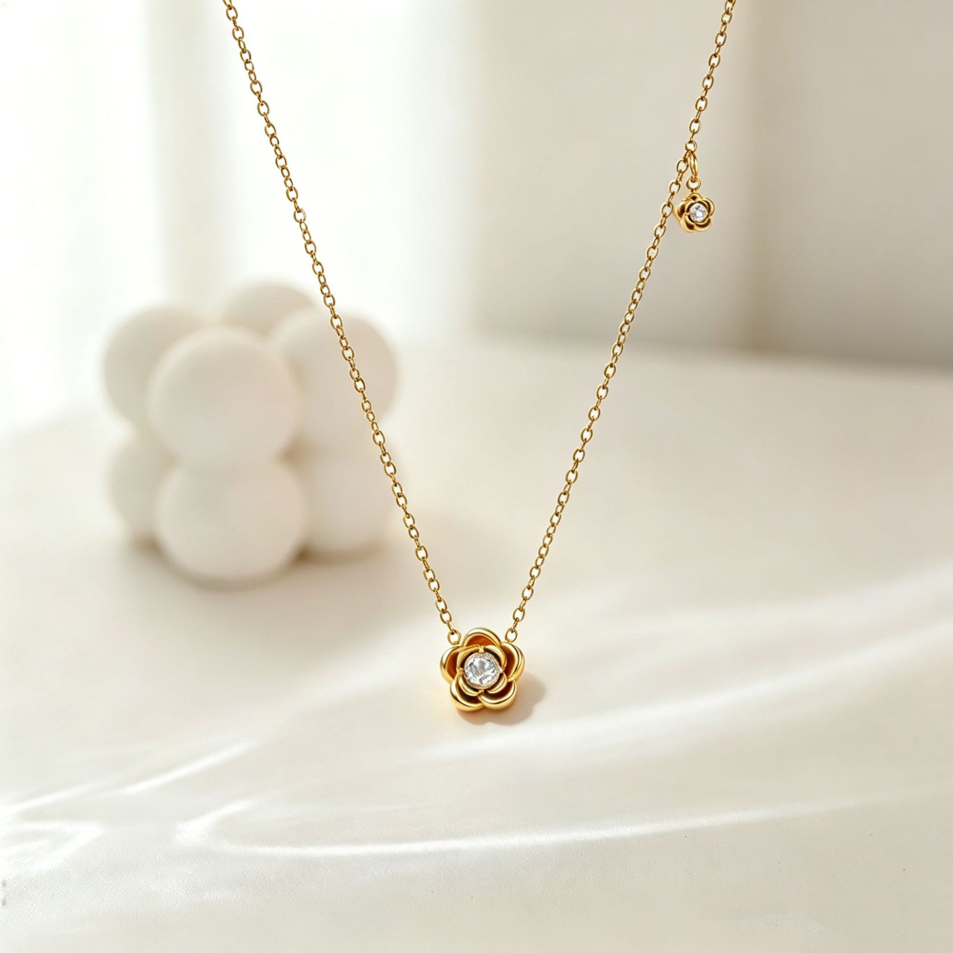 Acero inoxidable transfronterizo retro camellia cadena de clavícula exquisita nueva venta caliente de pulsera collar de mujer