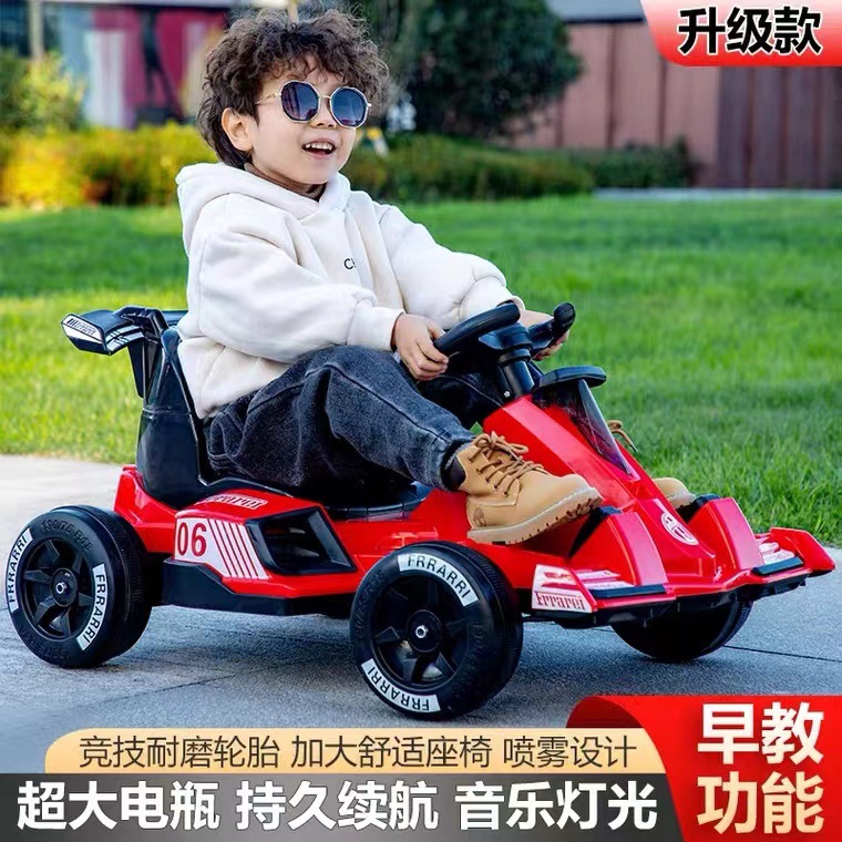Carretín de kart para niños, coche eléctrico de cuatro ruedas, coche de control remoto, coche de juguetes recargables para niños, coche para personas