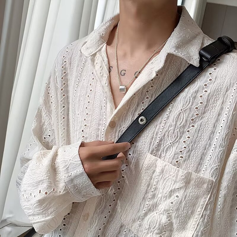 Designed Shirt Men's Long-Sleeved Pure Color Korean Style Loose Draped Spring and Summer Ins Shirt Jacket Men's Thin Style Dropshipping