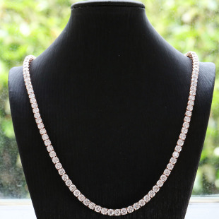 Source Factory Cross-border Necklace 3.0mm Cultivated Diamond K Gold Tennis Chain European and American Banquet Accessories Fashion Full Diamond Hip Hop