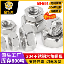 304不锈钢六角螺母批发外六角螺帽厂家直销螺丝帽镀锌镍M2/M3-M24