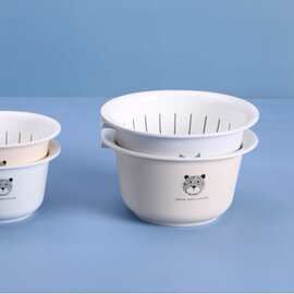 双层沥水篮家用厨房洗菜篮洗菜盆水果盆收纳篮蛋形加厚沥水筛简约