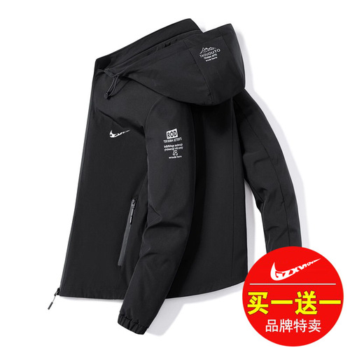 A Brand Spring and Autumn Jacket for Men, Workwear Outerwear, 2024 New Arrival, Trendy and Stylish, Hooded