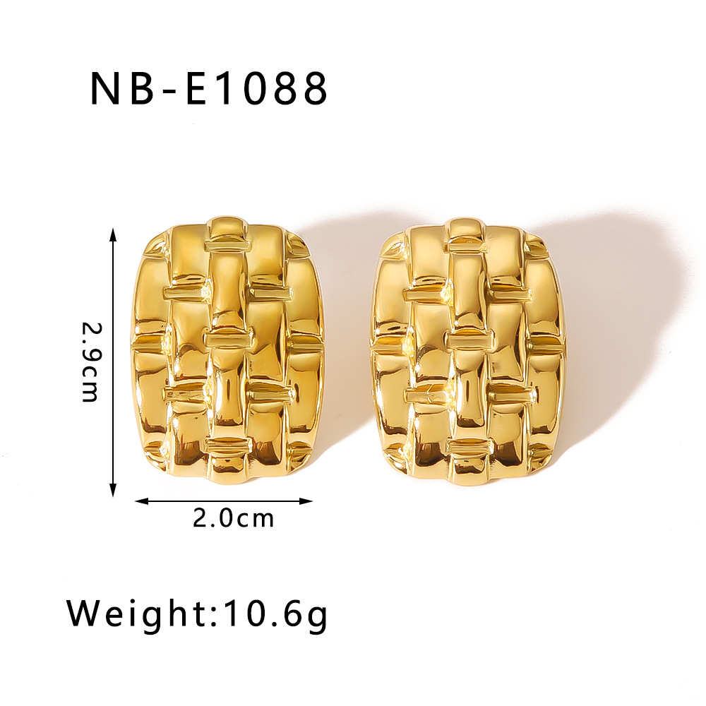 Ear Studs Classification 1 Pair Quantity PVD Coated 18K Gold Real Gold Plated C Shape Geometric Heart Shape 304 Stainless Steel IG Style Modern Style Waterproof Non Tarnish Ear Studs