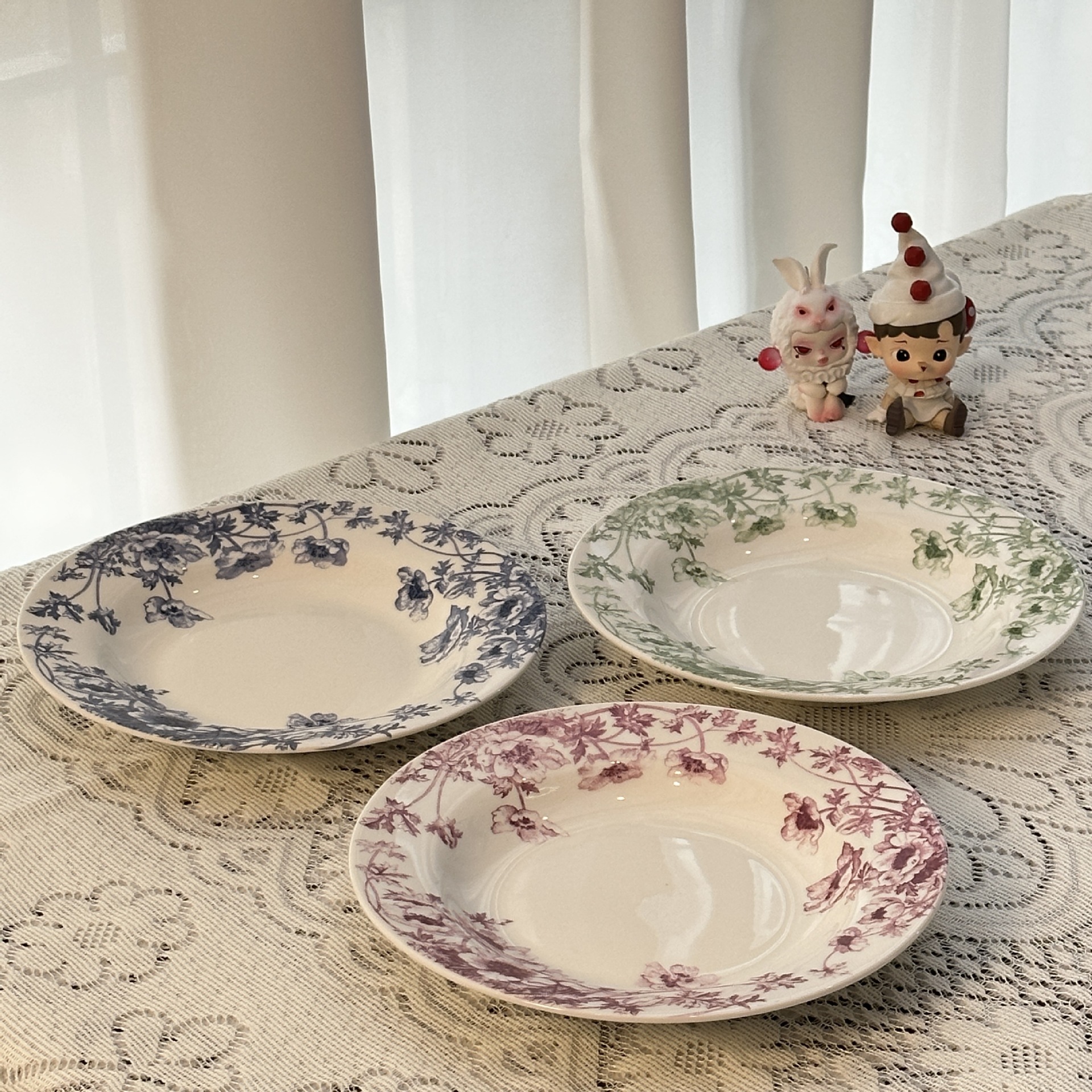 프랑스 빈티지 식기 디너 플레이트 고급 중세 고대 접시 접시 홈 아침 식사 서양 세라믹 디저트 케이크 Paglio