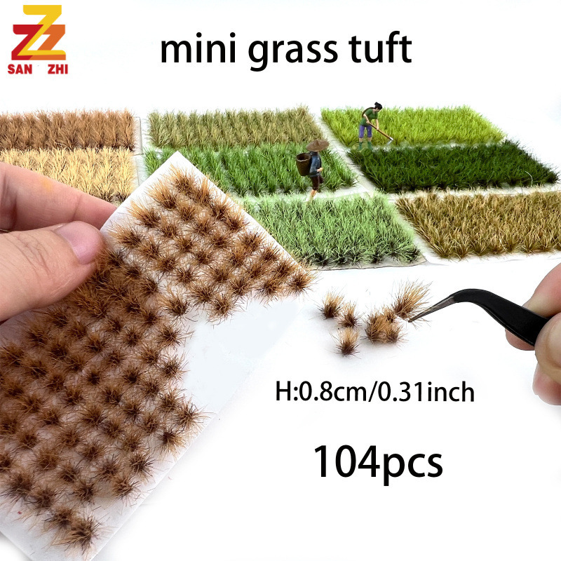 104 Mini Round Grass Clusters Model Train Track Scene Model with Materials Military Sand Table DIY Form Grass