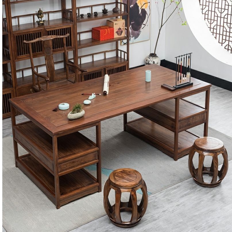 中国风实木仿古新中式书画桌办公写字台毛笔字画画书桌家跨境