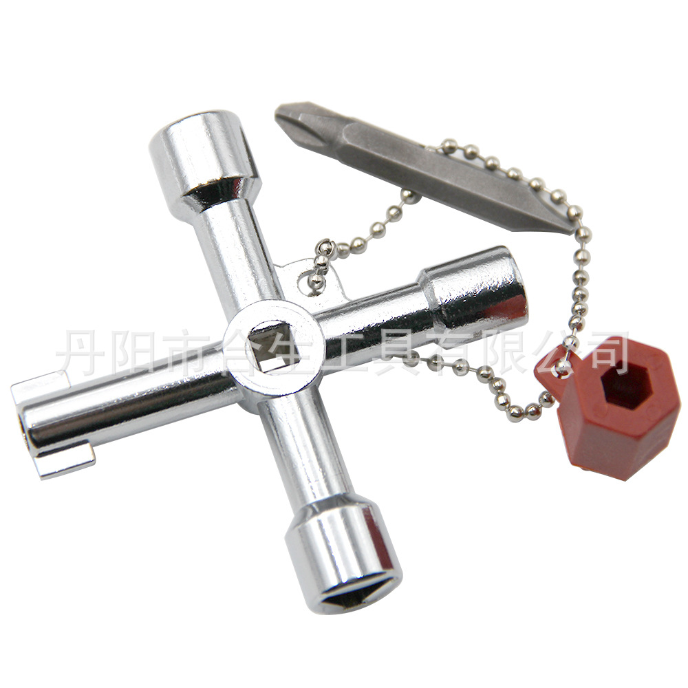 Cuatro en uno multifuncional llave de plata elevador eléctrico Válvula de gabinete de control eléctrico triángulo interior cuatro esquinas con cabeza de lote