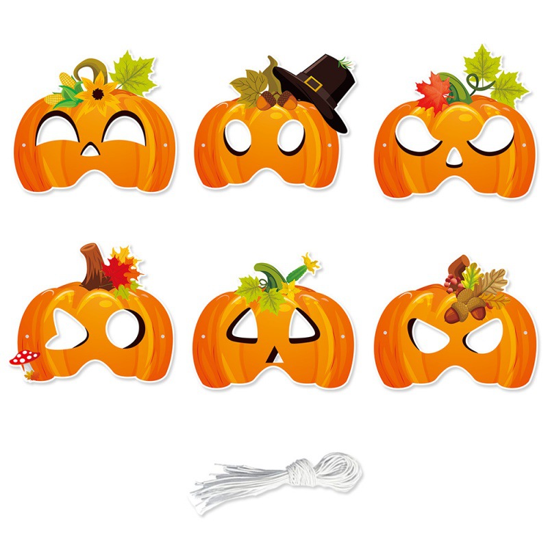 Nuevas máscaras de decoración de fiesta de Acción de Gracias transfronterizas, decoraciones de fiesta de cumpleaños de otoño, máscaras de calabaza, accesorios fotográficos