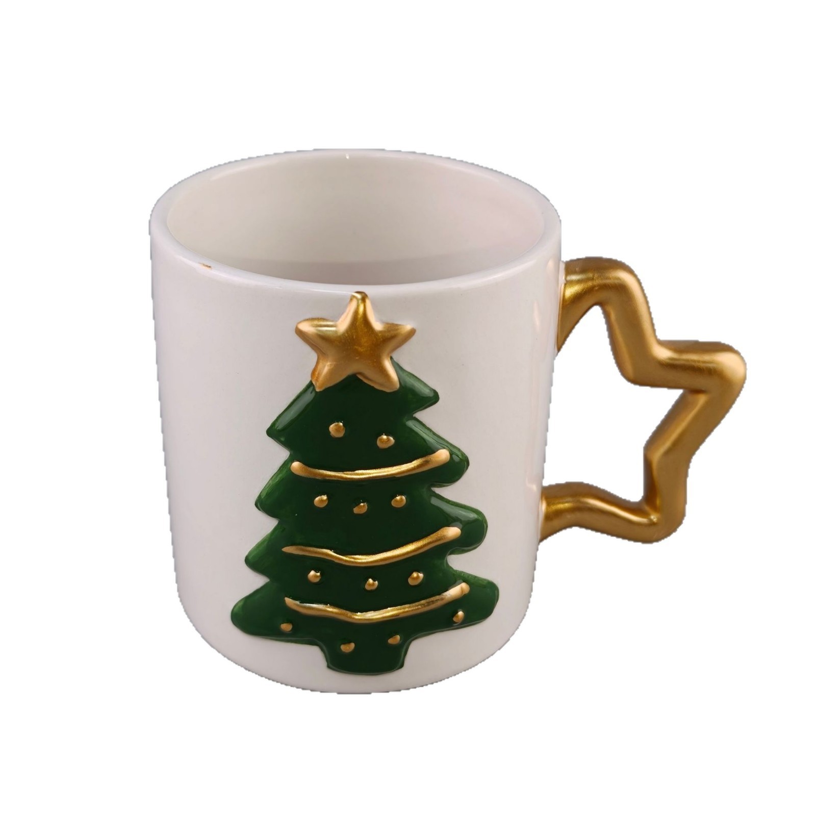 Tazas de cerámica en relieve de árbol de Navidad de alto valor de visualización, regalos creativos, regalos para parejas, tazas de agua de cerámica