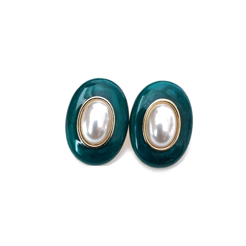 Pendientes De Perlas Ovalados Vintage display picture 9