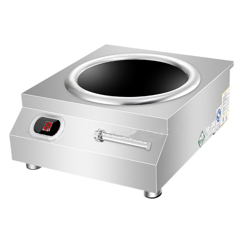 Cocina de Inducción Comercial de 5000W, Estufa Multifuncional de Alta Potencia para Restaurantes, Estufa de Fuego Fuerte para Saltear en Restaurantes, Superficie Cóncava