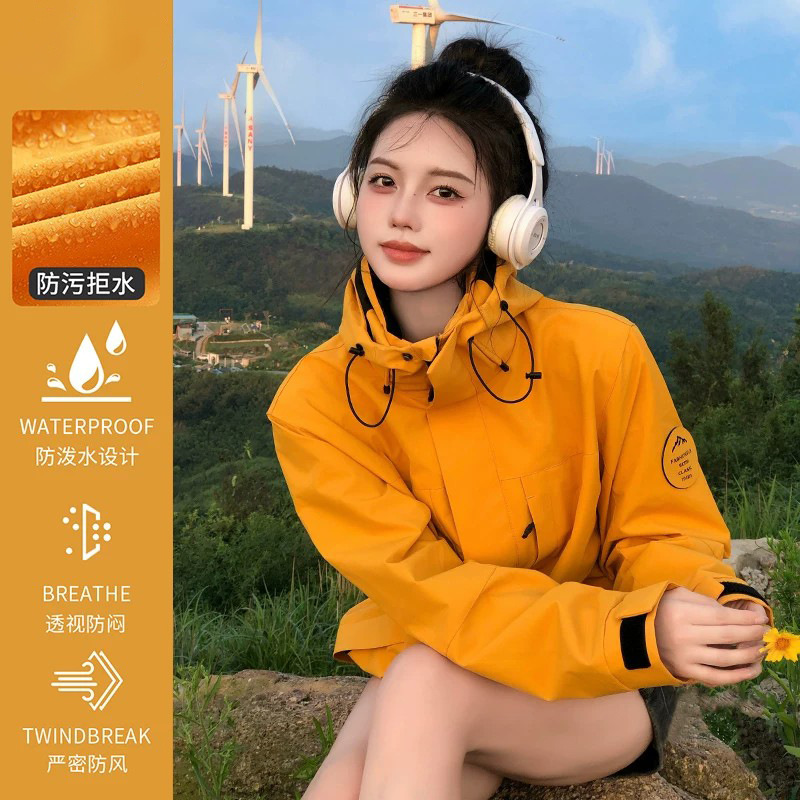 Luo Tuo Style Softshell Jacket for Women, Spring Single-Layer Jacket, Men's Hiking Windproof Jacket, Detachable Mountaineering Clothing