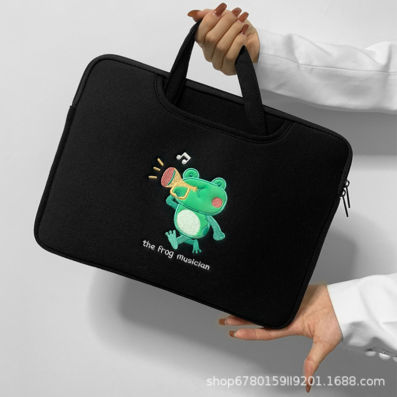 Small frog computer handbag embroidery shockproof Apple HP millet 13.3/14/15.6 inch 16 notebook bag