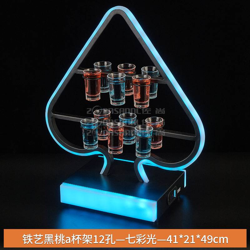 Portavasos de hoyos de hierro forjado con 12 hoyos y luz colorida