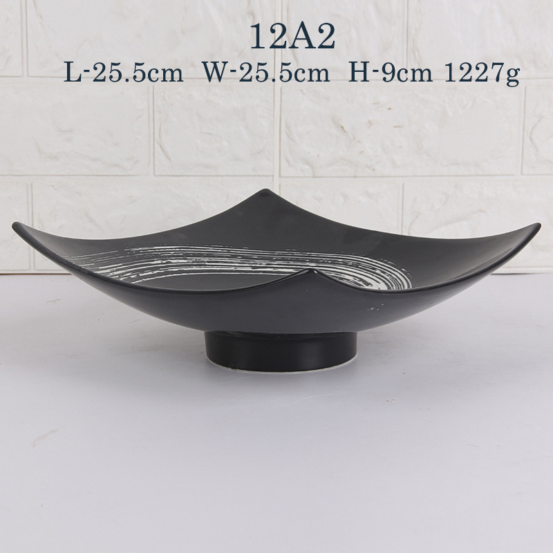 Retro de estilo japonés negro y rojo placa de cerámica plato de la casa restaurante japonés cena plato ensalada plato de fideos plato de frutas