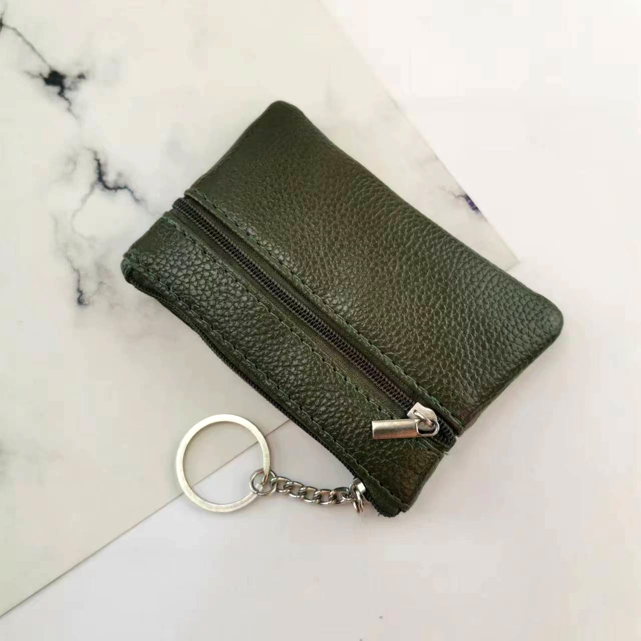 Nueva cartera corta de moda las mujeres cremallera monedero moneda simple titular la tarjeta color sólido cuero suave caso clave