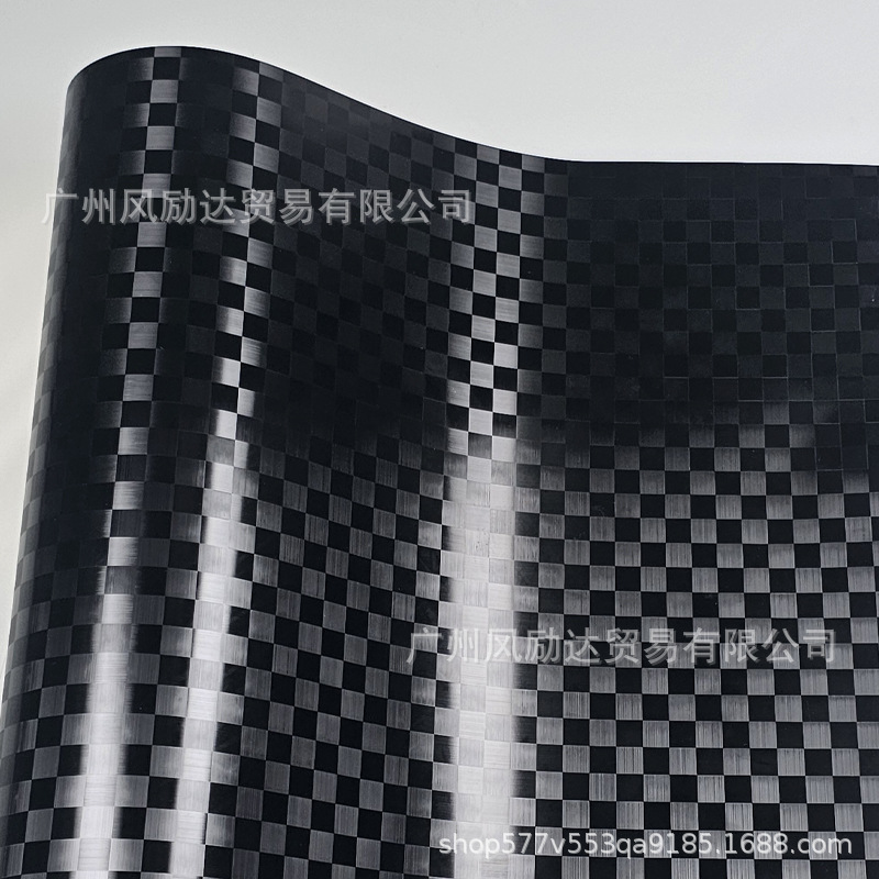 Cross-Border Hot-Selling Pet Forged Checkered Carbon Fiber Black Center Console Interior Glossy Black Rearview Mirror Full Body Wrap Film