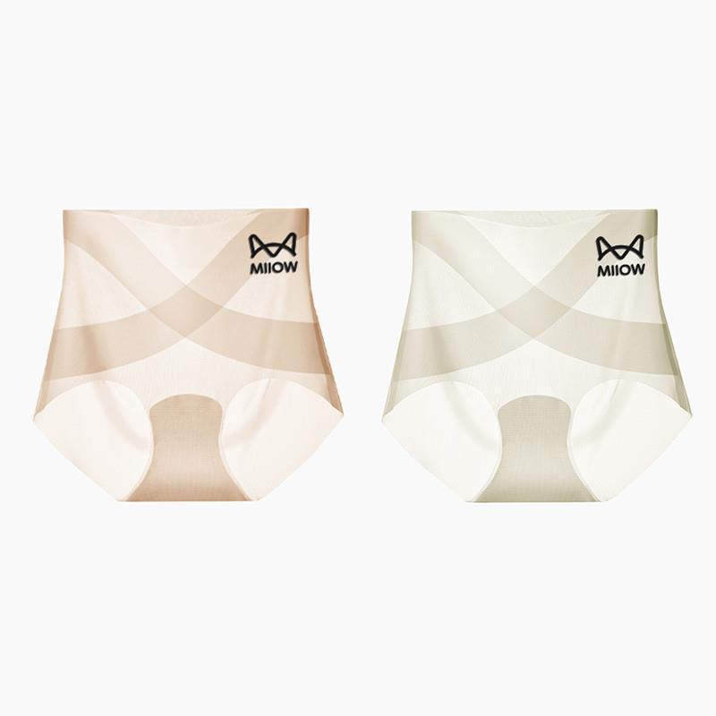 Catman X アイス包帯ハイウエスト夏薄型シームレス速乾アイスシルクマスクパンツヒップリフティング女性の三角ショーツ綿|undefined
