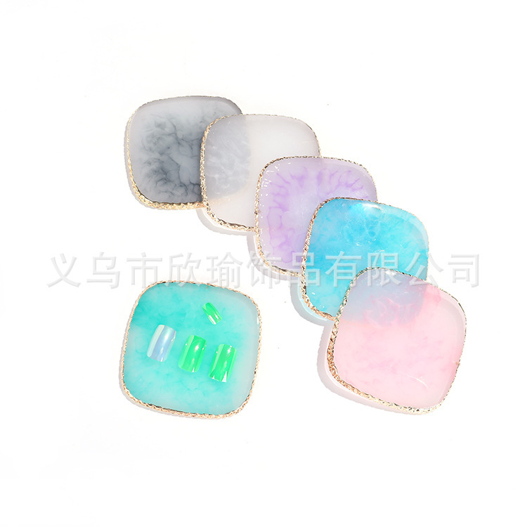 2023 New Square Nail Art Resin Color Palette Resin Agate Film Color Painting Color Palette Nail Art Full Phnom Penh Display