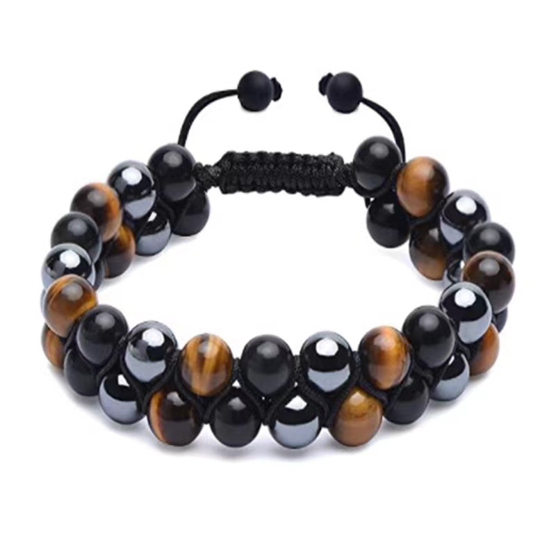 8mm black agate+tiger stone+black gallstone