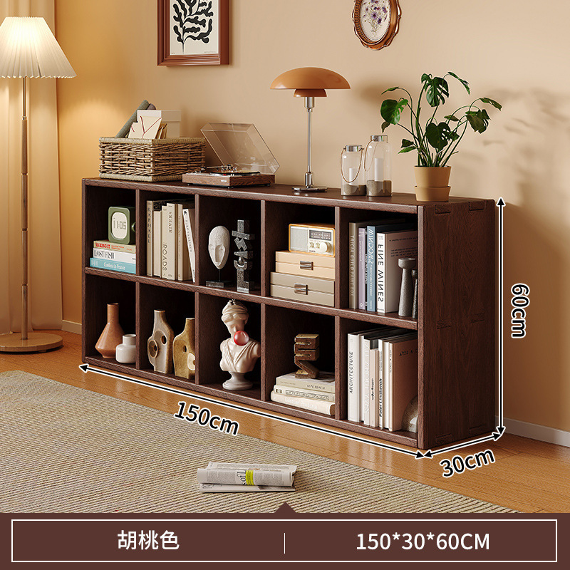 Gabinete bajo de madera sólida, gabinete de cuadrillas de color nuez, gabinete bajo de sala de estar doméstica, estante de almacenamiento contra la pared