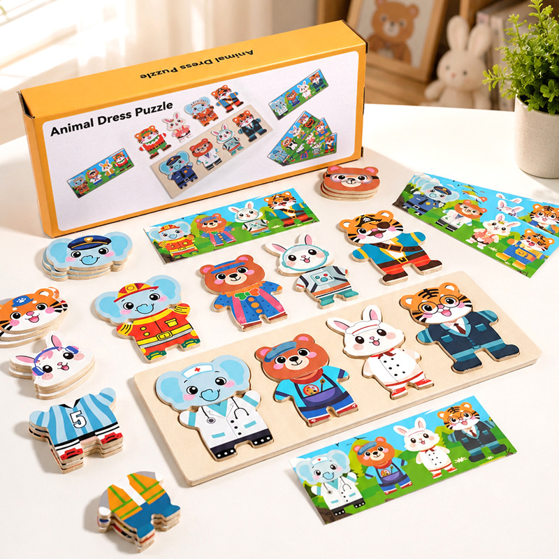 Educación infantil infantil transfronteriza parque zoológico cola de transposición ayuda de enseñanza infantil puzzle animal juguetes interactivos
