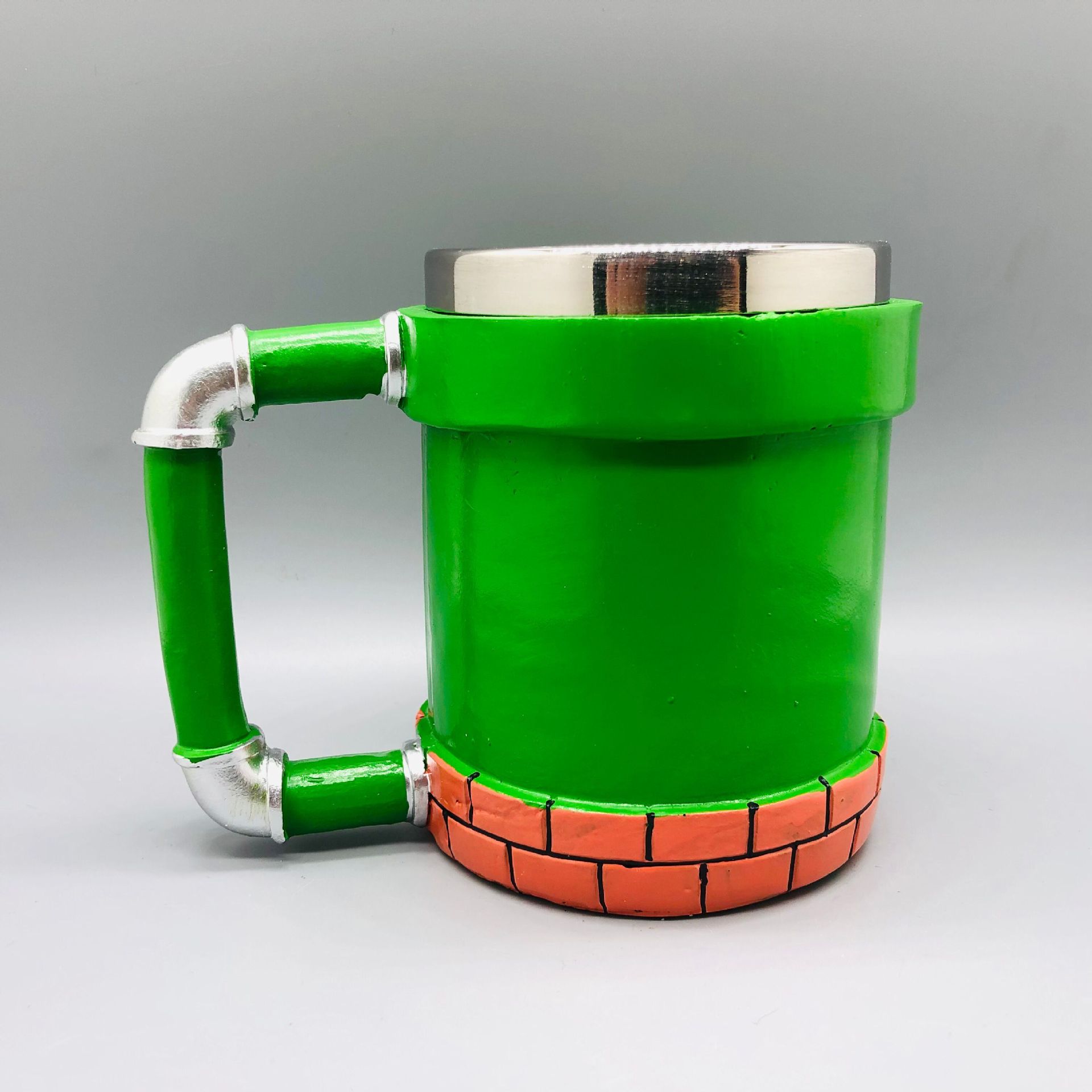 Fábrica Super Mary juego Acero inoxidable tubo de agua boca pixel taza de agua de dibujos animados boca taza de café