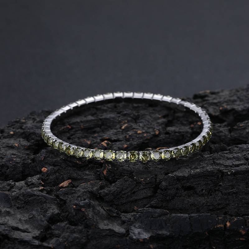 European and American Fashion Elegant Single Row Elastic Full Diamond Bracelet Stainless Steel High Quality Zircon Tennis Bracelet Fashion Bracelet