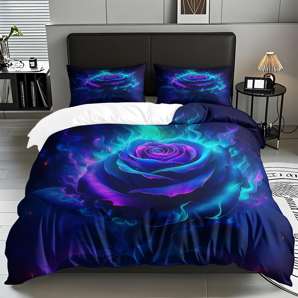 TEMU / JIT multivariado rosa digital impresión set edredón suave piel transpirable fábrica de origen textil