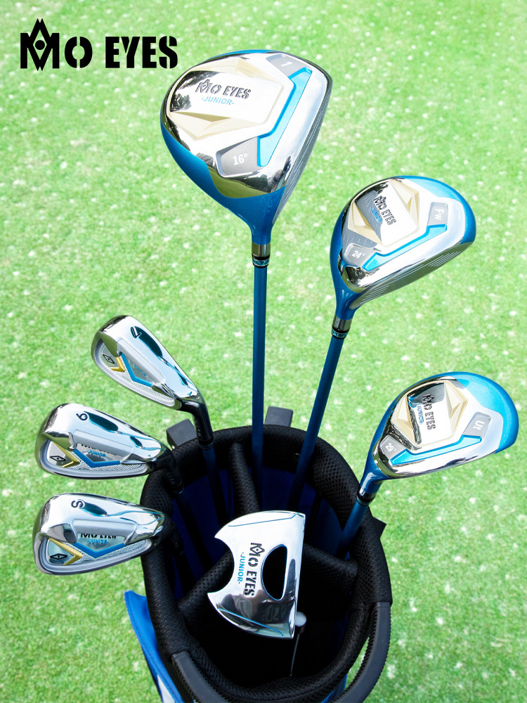 Bộ gậy golf trẻ em PGM MO EYES 7 món kèm túi đeo vai — Màu xanh [120-135cm], Màu xanh [135-150cm], Màu xanh [150-165cm], Màu Hồng [120-135cm]