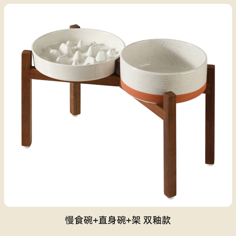 Cerámica para gatos y perros, tazón de comida lenta, tazón de perros, protector de columna cervical, tazón de agua para mascotas, tazón de arroz para perros, platos transfronterizos