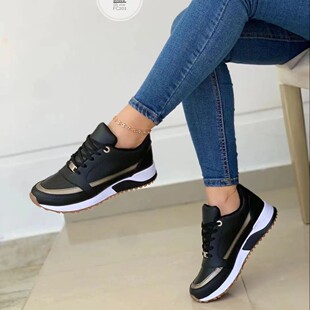 2025 foreign trade plus size women's shoes spring and autumn new thick-soled European and American leisure lace-up women's sneaker