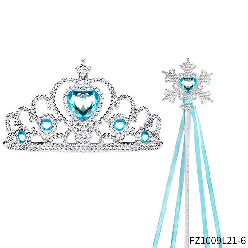 Princesa Aisha vestido de cabello de la princesa de nieve vestido de la princesa de nieve corona varita mágica anillo pendientes set de seis piezas