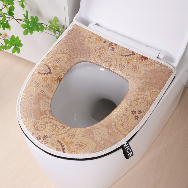 メーカー卸売綿とリネンの通気性のあるトイレカバーハンドルジッパー洗えるトイレカバーユニバーサルオールシーズン肌に優しいトイレマット|undefined