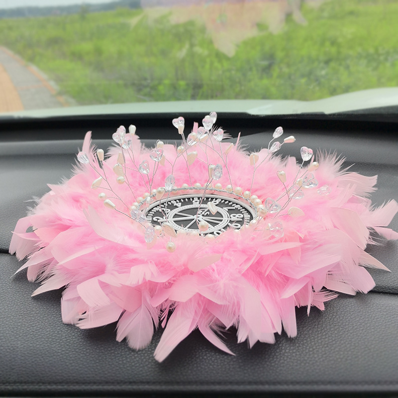 Double-layer Dream Bubble Car White Feather Anti-slip Mat Instrument Panel Decoration Mat Supplies Decorative Women