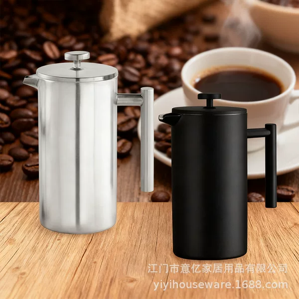 Gift coffee pot, stainless steel French press, pour-over coffee pot, double-walled insulated pour-over pot