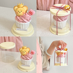 子供の日の六一ミニケーキの包装箱の2インチの丸い紙コップのマドレーヌの熊のケーキのデザートの包装箱
