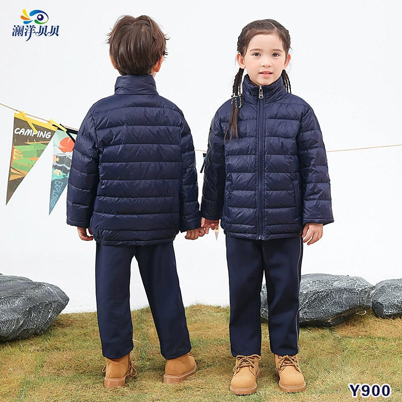 Uniform for elementary school students, winter children's light and thin keep warm down jacket for boys, for secondary school