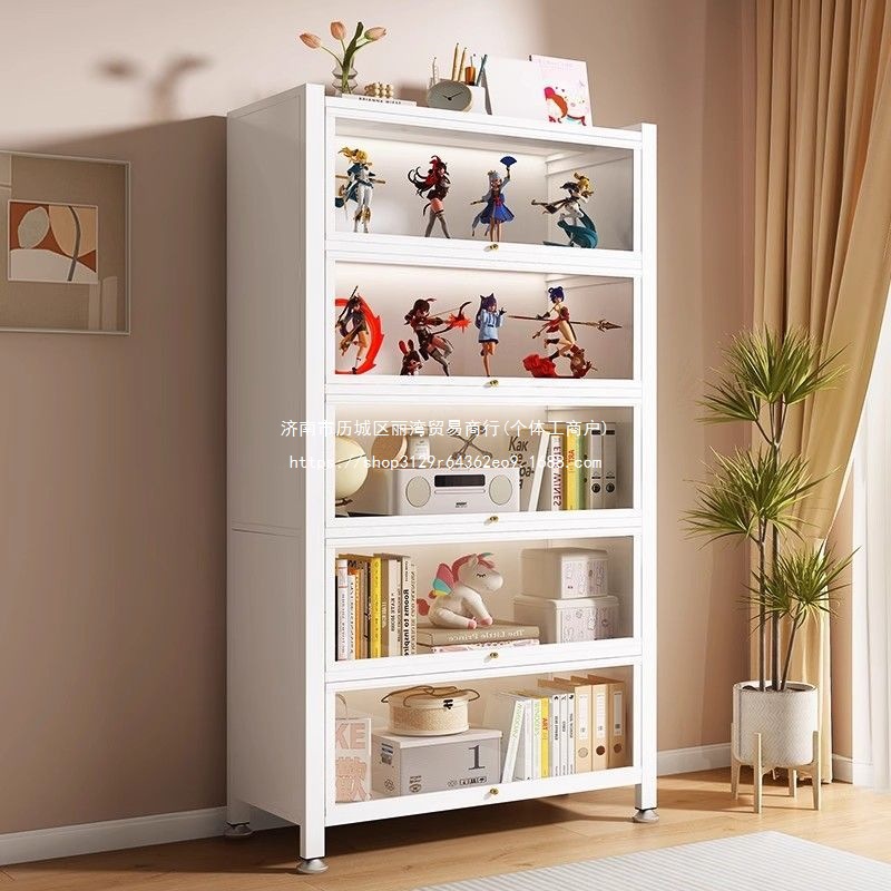 防尘书柜钢制带玻璃门书柜客厅展示柜铁艺置物柜家居手办收纳柜